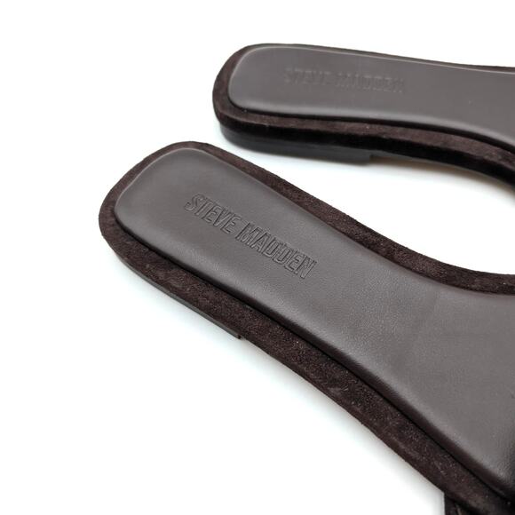 Steve Madden Lumina Open Toe Slide Sandals Women's Brown Suede Size US9.5 EU40 - Picture 9 of 12